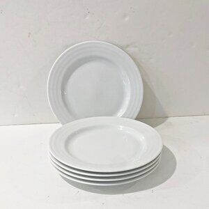 Create & Barrel SPAL Porcelain 5 Salad Plates White Ring Pattern Edge 8.25"